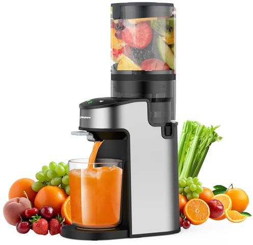 CFR637 Juicer Machines,400W Cold Press Juicer,4.9Wide Feed Chute Slow Masticating Juicer for Whole Vegetables & Fruits,High Juice Yield,Easy to Clean,Advanced Touch Sensing Switch(Silver)