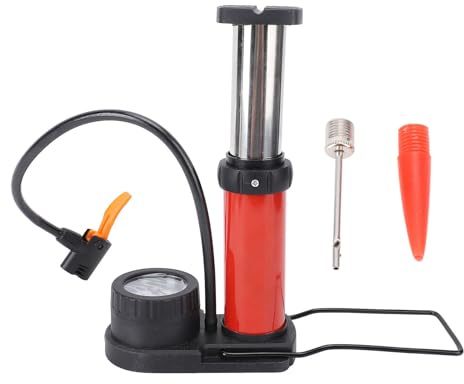 XUXHOU Pompa della Bicicletta, Mini Pompa a Piedi Bici Portatile Aria Della Bicicletta con Calibro per Auto Moto Elettrico Rosso