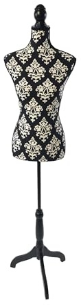 Relaxdays manichino da sarta, Donna, Taglia 36/38, Altezza Regolabile 130–167 cm, Supporto in Legno, Bianco/Nero