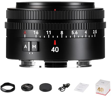 Obiettivo Full Frame 7artisans AutoFocus 40 mm F2.5 con supporto modalità automatica/manuale per Sony FX A1, A9, A7M, A7R, A7S, A7C, ZVE Series FX3, A9II, A7M2, A7S2