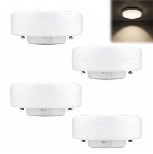 ZestEcho Bombilla GX53 LED 10W, 900 lm, Luz Neutra 4000K, Foco Empotrable de Casquillo GX53, AC 85-265V, Reemplazo Halógeno, Panel Plano No Regulable para Cocina, Armario, Vitrina, Pasillo, Pack de 4