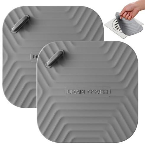 Omnikryp 2 Piezas Tapon, con Maniglia TPR Tapón para Bañera, Fácil de Instalar Cubierta de Drenaje, Antiolor Tapón de Desagüe, Universal Desmontable Tapones Fregadero, para Ducha, Cocina, Bañera
