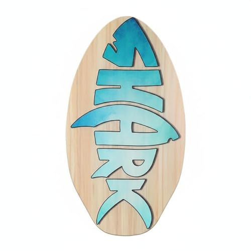 Qianly Tavola da Skimboard Leggero Tavola da Surf Sulla Spiaggia Legno Traction Pad EVA , 35 Inch , Blue Fishbone