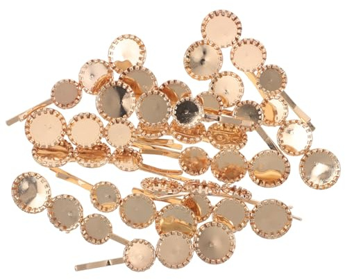 CTIRCHIU 20 Pinzas Cabello Hechas a Mano Horquillas en Blanco Metálicas Doradas con Bandeja Redonda, Diseño Diy, para Peinados Diarios y Eventos