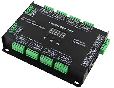 32 Channel 96A RGBW DMX 512 LED Decoder Controller DMX Dimmer DC5-24V RGBW RGB LED Light 8 Bit/16 Bit