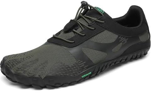 SAGUARO Unisex Barefoot minimalistiska Fem fingrar sneakers - lätt och sula noll droppe löpning gym vandring storlek 36–48, grön, 40 EU