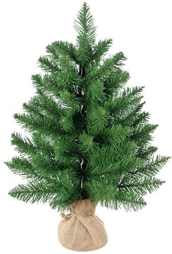 HOMCOM Árbol de Navidad Artificial Pequeño de 60 cm Altura con 70 Ramas Base de Tela Mini Árbol Navideño Realista para Interior Verde