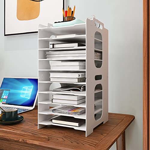 PUNCIA Dokumentenablage A4 Briefablage 10 Ablagefächer PVC Schreibtisch Datei Organizer Papierablage Aktenaufbewahrung Ablagesystem Dokumentenhalter für Büro Arbeitszimmer Schule Office