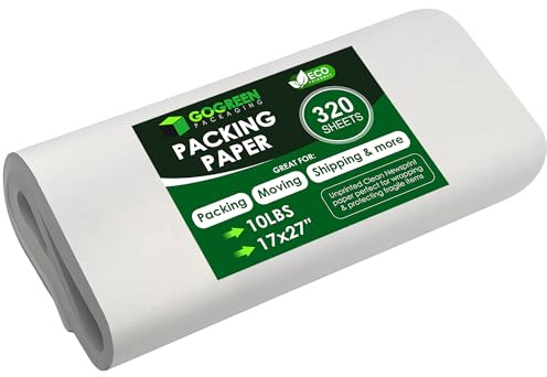 Newsprint Packing Paper – 320 Sheets, Large 27 x 17 Unprinted Packing Paper Sheets for Moving, Shipping, Wrapping & Storage | Packaging Paper for Moving, Packing, Made in USA.