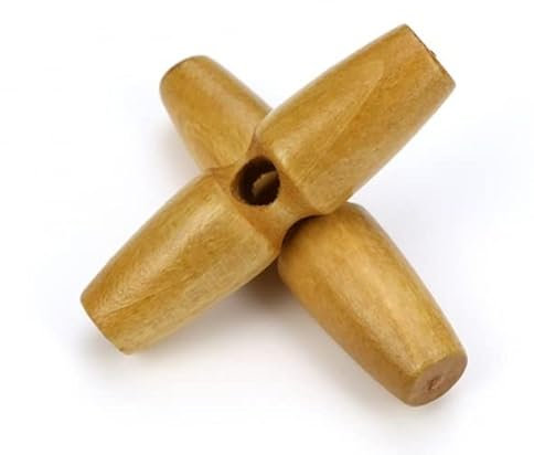 12 Stück Knebelknöpfe hellbraun 30mm 1 Loch längliche Knöpfe Keilknöpfe zum annähen nähen basteln - Jackenknöpfe Mantelknöpfe