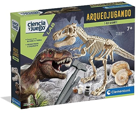 Clementoni - Arqueojugando T-Rex Gigante, Descubre la arqueología y Monta tu Propio Dinosaurio, Juguete científico a Partir de 8 años en español (55514)