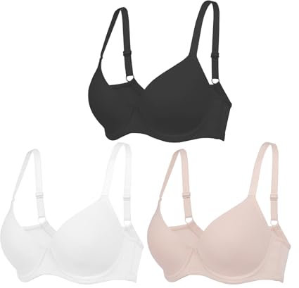 YOWOMO 3pcs Women's Bras Push Up Underwear Comfort Lingerie Everyday Bra