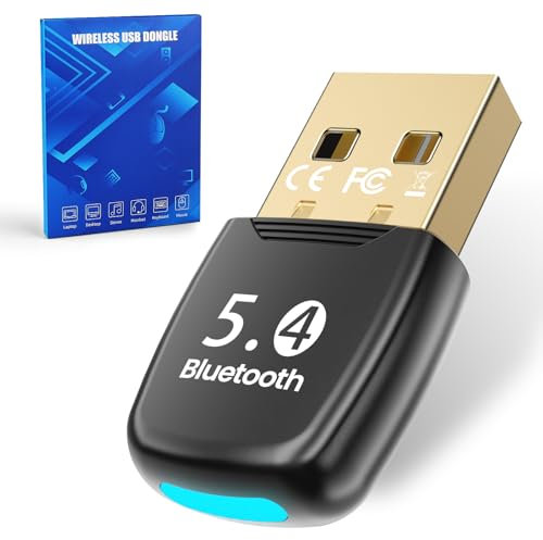 GlasFlength Bluetooth Adapter PC 5.4, USB Bluetooth Dongle Adapter Low Latency Bluetooth Stick für PC Plug & Play Bluetooth USB Adapter Kompatibel Windows 11 10 8.1 7 Bluetooth für PC Desktop Laptop
