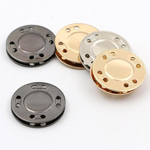 XWNXQ 10 stycken 20 mm magnettryckknappar, ultratunna, starka magnetiska tryckknappar, fickfästen för att sy på magnetknappar, guld/silver/svart för läderkläder och plånböcker
