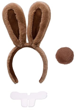 UOPJDD 1 Pieza De Diadema De Oreja De Conejo, 1 Pieza De Dientes De Conejo Y 1 Pieza De Cola De Conejo, Suministros De Actuación De Animales, Accesorios para Ropa De Fiesta.