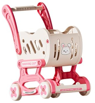 Sharplace Chariot de courses pour enfants, jouet de supermarché pour le développement de l'imagination, idéal pour les enfants de 3 ans et plus, Rose