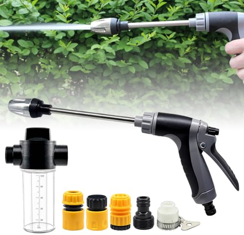Limpiador de Alta Presión, Pistola de Agua a Presión con Modo de Agua Ajustable, Ducha para Manguera de Jardín Ideal para Lavado de Coches, Riego de Jardín, Terraza y Ducha para Mascotas Adaptador