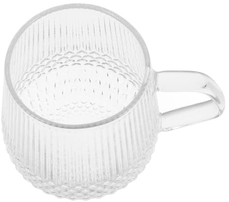 NIYANGLE Tazza da Caffè in Vetro con Manico, Design a Strisce Verticali, Resistente al Calore, Multifunzionale, per Uso in Cucina da Asporto