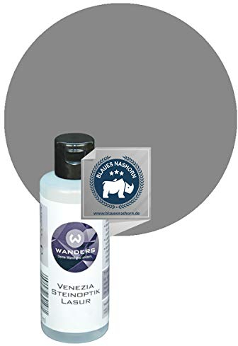 Wanders24 Venezia Stein-Optik Lasur (0,09 Liter, Grau) für eine individuelle Gestaltung, in 5 Farbtönen erhältlich, Effekt-Farbe Made in Germany