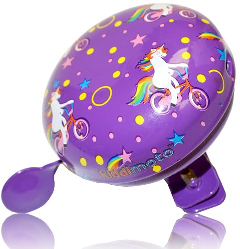 Kiddimoto Glocke Design Klingel/Fahrradklingel zubehör für Fahrrad, Roller, Scooter, Kinderroller Kinderfahrrad & Laufrad - Unicorn/Einhorn - Klein (58mm)