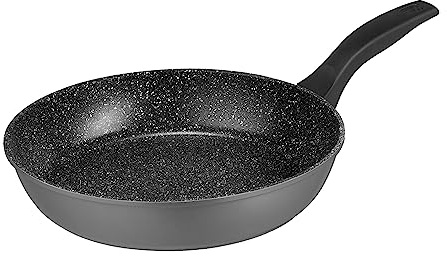 STONELINE Made in Germany Schmorpfanne 24 cm, hoher Rand, Induktion, hohe Pfanne für öl- und fettfreies Braten, antihaft beschichtet mit echten Steinpartikeln, schwarzer Griff