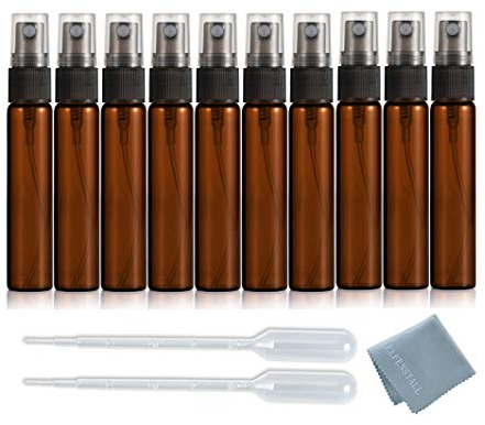 Elfenstall- 20PCS Fine Mist 10ML 1/3oz Protable Refill Amber Brown Glass Atomizer Spray Perfume Bottle Hydrating Empty Bottle For Travel Makeup Party