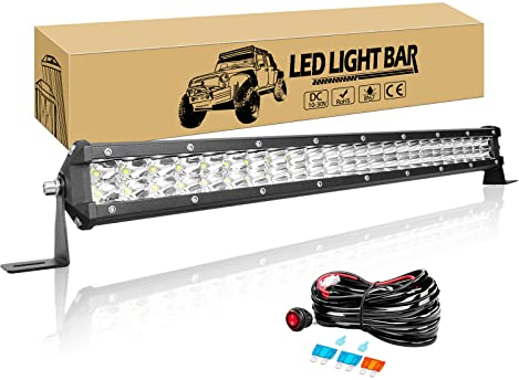 Willpower 20 Zoll 51CM 144W Led Arbeitsscheinwerfer Bar mit Kabelbaum Spot Led Scheinwerfer 12V 24V Wasserdicht Led Bar für Offroad Auto Traktor LKW Zusatzscheinwerfer Rückfahrscheinwerfer Lightbar