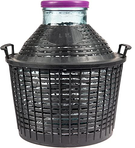 AlcoFermBrew Bonbonne à col Large 15L – Bonbonne en Verre | Dame-Jeanne en Verre | Seau Fermentation