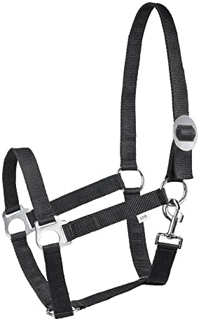 Cabestro para caballos Start Economic - Cabestro ajustable para caballo, cabestro de establo, pura sangre, sangre caliente (negro, pony)