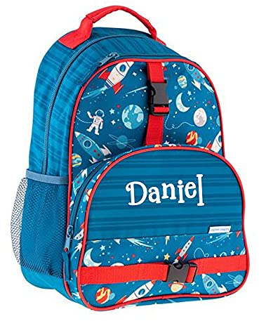 Stephen Joseph Personalized Backpack - Space Ship Book Bag - Galaxy All Over Print - Kids Back to School Supplies - Vacation Daypack - Custom Name