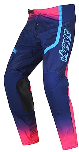 Willbros Pantalones de Motocross Pantalón Enduro MX Motocicleta Moto Bicicleta de Montaña Cross Partido para Hombre Mujeres Azul y Rosa XXL=38