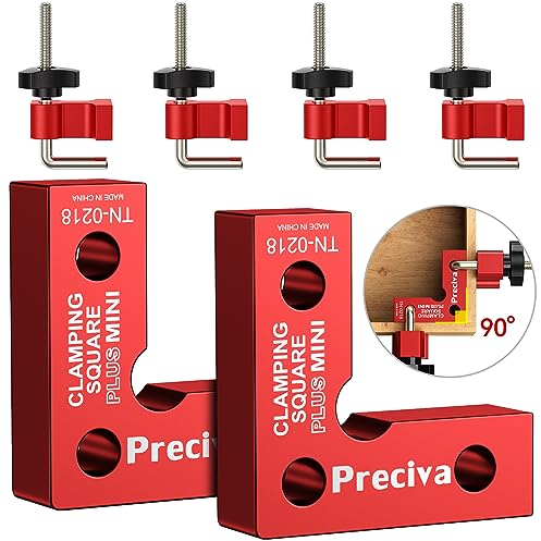 Preciva 90 Grad Positionierwinkel, Rechtwinklige Klemmen aus Aluminiumlegierung 2-tlg. Rechtwinkliges Winkelspanner Fixierhilfe beim Verschrauben oder Leimen im 90° Zimmermannswinkel für Heimwerken