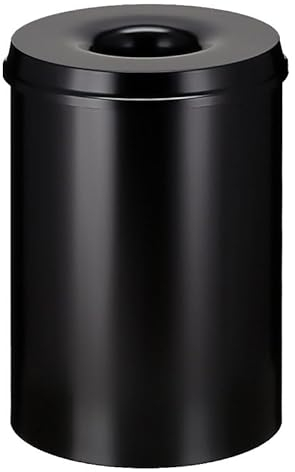 PROREGAL Selbstlöschender Papierkorb & Abfallsammler aus Metall | 30 Liter, HxØ 47x33,5cm | Schwarz