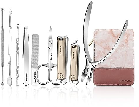 Nagelknipser Set Nagelknipser-Set, Maniküre-Set, professionelles Pediküre-Pflegeset, 9-teiliges Nagelpflegeset aus Edelstahl mit Reise-Lederetui for Männer und Frauen für Fußnägel und Fingernägel ( Co
