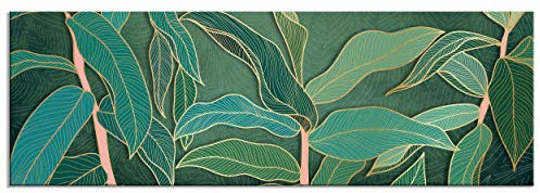 decomonkey - Tableau Acoustique Nature 135x45 1 Pièce - Impression sur Toile Décoration Maison Isolation Peinture Image Phonique Déco Bureau Panneaux AcoustiquesFeuilles de plantes nature