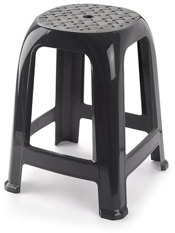 Muddy Hands Large Plastic Sitting Stool for Home or Garden Indoor Outdoor Stackable Chair (Black)