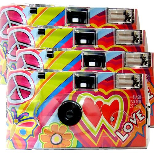 4X 1A PHOTO PORST Einwegkamera Edition Love Kult, Rainbow mit Herzen, mit Blitz, Batterien und Film (4er Pack, je 27 Aufnahmen)
