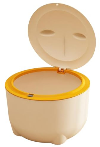 Cubo de Basura a Prueba de Olores para Gatos Con Tapa Tipo Prensa, Caja de Arena de Plástico Desmontable, Reutilizable y Portátil, Color Amarillo