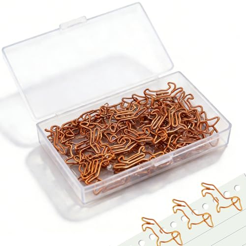 JIEYUCHU Clips de Carpeta, 50 Piezas Clip de Papel, Conjunto de Clips de Oficina, Lindas Formas de Animales, Adecuado para Oficina, Carpeta, Escuela, Papel, Naranja