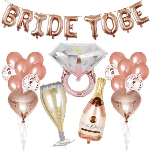 28pcs Hen Party Decoration Balloons Set, BRIDE TO BE Letter Balloons, Foil Balloon, Bride to Be Banner Balloon Set for Bridal Shower Wedding Hen Night Party Supplies