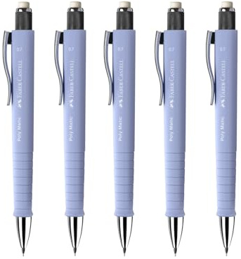 Faber-Castell 205269 – tryckpenna Poly Matic Pale iris, 5 pennor, 0,7 mm, hårdhetsgrad B | Blyertspenna med automatisk patronutmatning för bekväm skrivning
