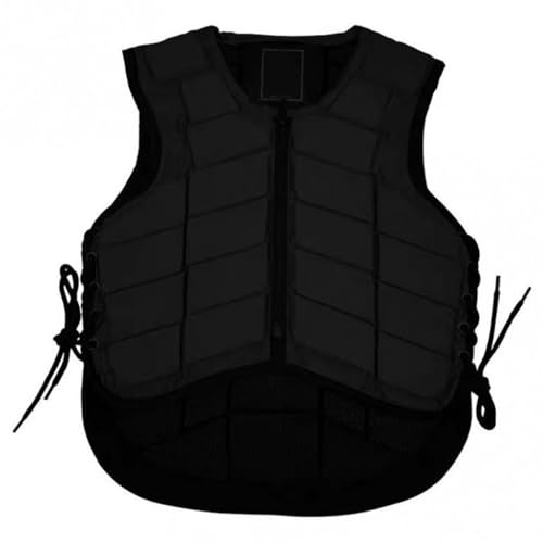 Kalastussaari Equestrian Vest, EVA Padded Horse Riding Vests, Black Zipper Protector Gear Waistcoat for Adults Boys and Girls/CM