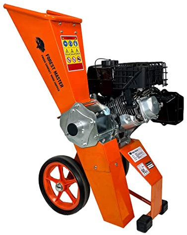 Forest Master FM6DDES-MUL Petrol Wood Chipper Shredder with Electric Start and Spare Blades - 6HP Self-Feeding Mulcher for 50mm Branches - Ideal for Garden Waste