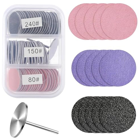 Sanding Paper Discs with Metal Nail Drill Bit 25mm Pedicure Disc Replacement Sanding Discs Bits Foot Sandpaper Discs Grits for Electric Remover Dead Skin Callus Manicure Pedicure