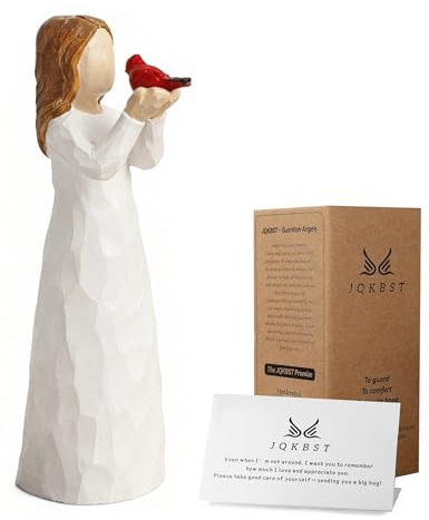 JQKBST Angel Cardinal Figurines Gift for Women, Messenger, Sympathy Gifts for Loss of Loved One, Sculpted Hand-Painted Figure Statue Home Decor