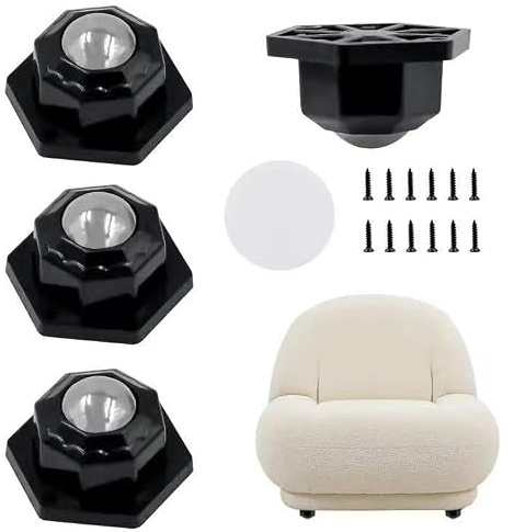 Zatixbu Lot de 4 Roulettes pour Meubles, Auto-Adhésives Mini Roulette avec Vis et Autocollants, Pivotantes 360° Roulette Charge Lourde pour Canapé Armoire Poubelle Meuble de Cuisine (Noir)