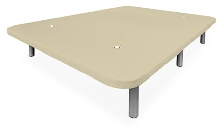 amuéblate Online - Base Tapizada 3D Reforzada, Gran Estabilidad con 5 Barras Transversales y 6 Patas metálicas roscadas de 25cm, 150 x 190, Beige