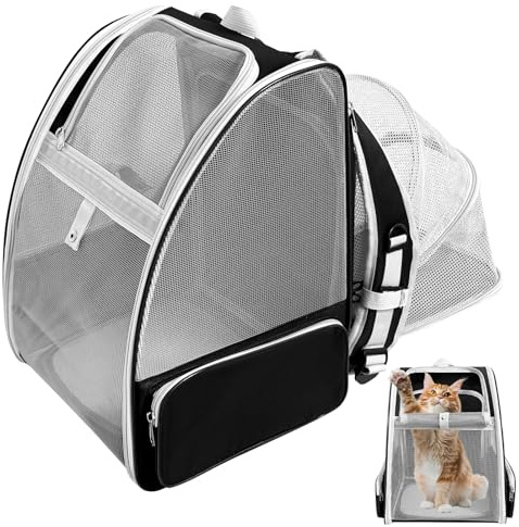 VeluXanipyr Cat Backpack Carrier,Expandable Pet Carrier Backpack for Cat and Small Dogs,for Hiking, Camping and Travelling Use,Collapsible Carrier with Breathable Mesh,Gray