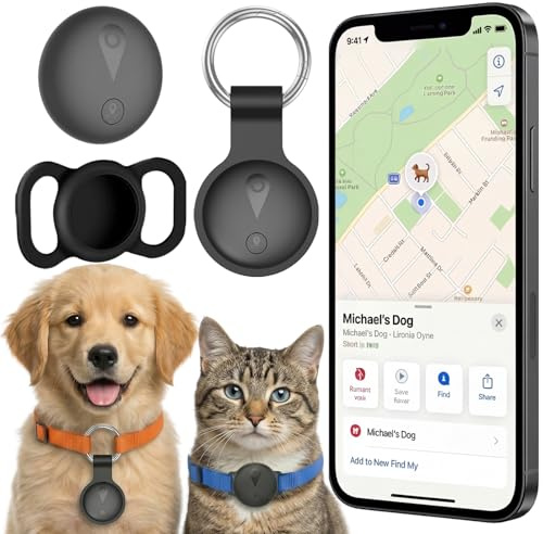 Collar GPS per Gatti e Cane, Tracciatore Senza Costi Mensili, Compatibile con iOS/Android, Tracciamento in Tempo Reale, Impermeabile IP67, Batteria a Lungo Durata, Nero