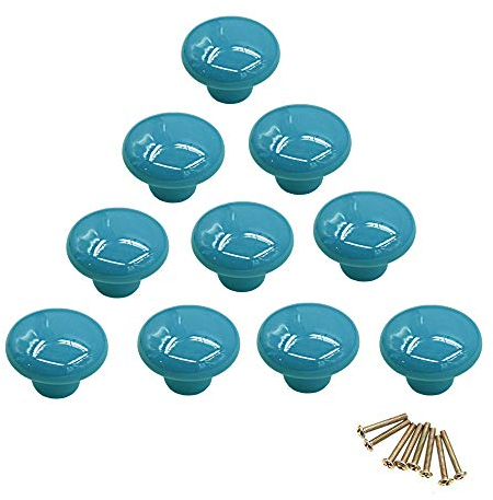 NUODWELL Lot de 10 boutons de placard ronds colorés en céramique à trou unique pour tiroir, placard, commode, porte